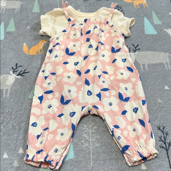 Joe Fresh Baby Romper with Pink and Blue Floral Design - Picture 2 of 4